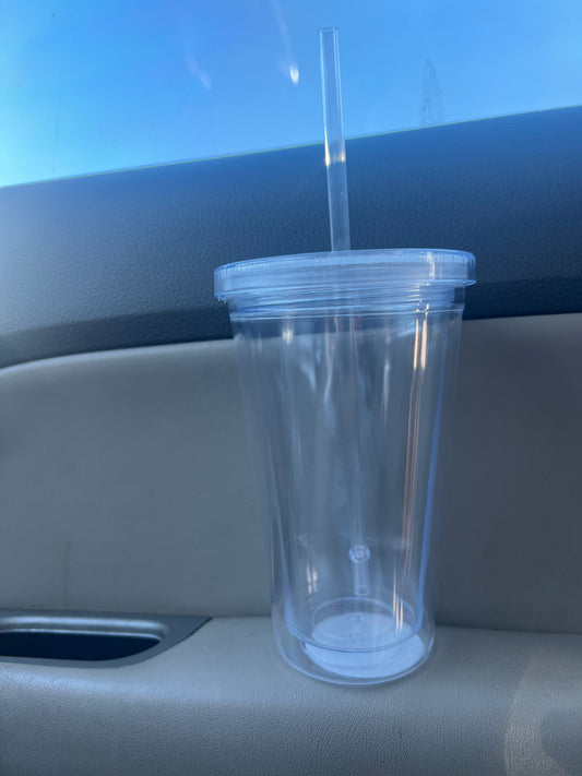 Clear Plastic Cup with Straw